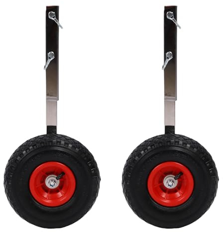 Tbest 10 Inch Inflatable Boat Launching Wheels 600 LBS Capacity Removable Transom Launching Dolly Wheels Kit with Pins for Dinghies Inflatable Boats Canoes Sailboats