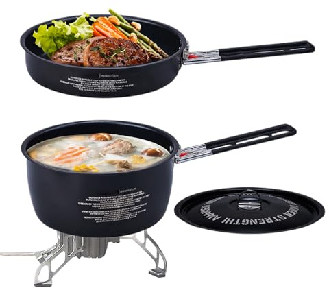 Marmite et poêle pour camping - Ustensiles compacts extérieurs pour cuisson et friture de survie, randonnée, chasse, camping-car, plage