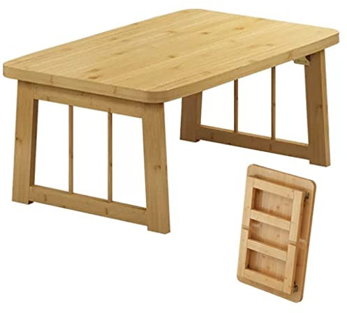 Tavolo da picnic portatile in bambù, tavolino da caffè giapponese pieghevole per letto, snack e colazione, tavolo da servizio pieghevole, piccolo tavolo da campeggio 60 cm