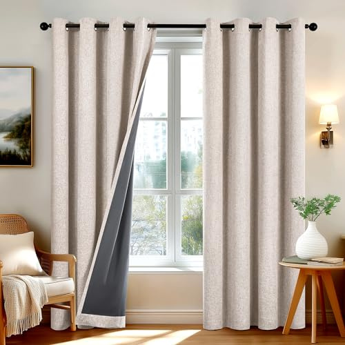 Deconovo Rideau Occultant Thermique 140x240 cm, 2 Panneaux Isolation Froid & Chaleur, Rideaux Épais pour Salon et Chambre