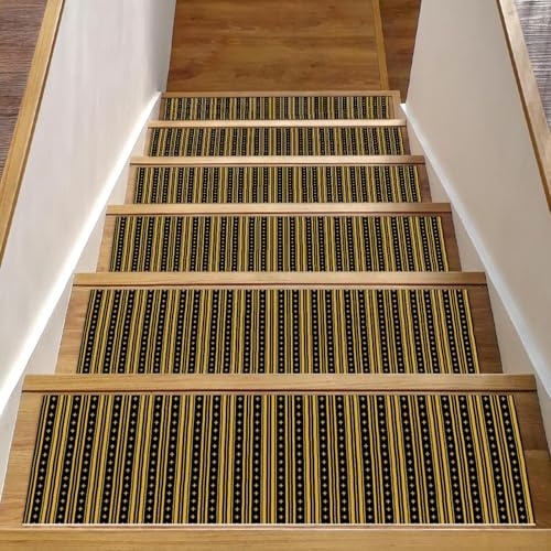RODAILYCAY Staicase - Tappeto antiscivolo per scale, 76 x 20 cm, motivo a righe, 76 x 20 cm, per gradini in legno per interni, bordatura, tappeto per bambini, anziani e cani