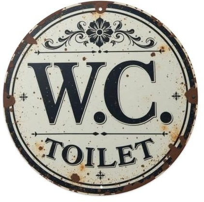 Targa da parete rustica per WC, stile vintage, per casa, bar, giardino, poster in metallo, 20,3 x 20,3 cm