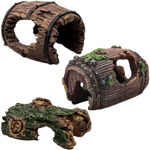 ZYLOUY Aquarium Höhle, 3 Stück Glas Resin Deko, Terrarium Deko, Aquarium Zubehör für Süßwasser und Meerwasser, Fischverstecke und natürliche Gestaltung