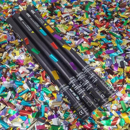 Konfettikanonen-Maschine, 25 Stück, elektrische Konfettikanonen, 80 cm, mehrfarbig, biologisch abbaubar, für Feiern, Geburtstage, Weihnachten.
