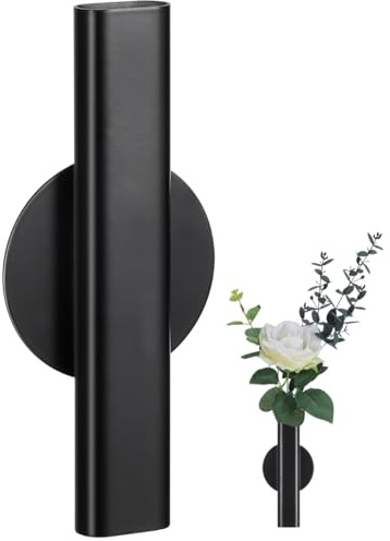 NUOBESTY Nordische Wandvase aus Metall, kleine Wandblumenröhre zum Ankleben, Wanddeko für Blumenarrangements und Stecklinge, Schwarze Wandblumentube für Schlafzimmer und Küche