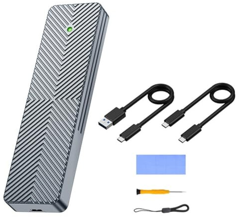 Fegtrtyoa Box Esterno per SSD M.2 USB3.2 A Doppio Protocollo NVMe/NGFF, Box per Disco Rigido Mobile A Stato M.2, Box SSD M.2 USB3.2 10 Gbps