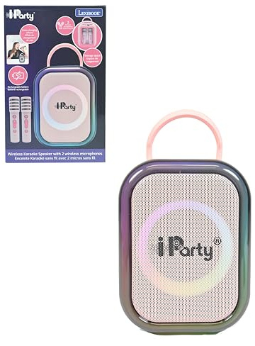 Lexibook, Enceinte Karaoké sans Fil, BTC030PKLXB | 2 micros sans fil, Batterie rechargeable, design portable, Rose