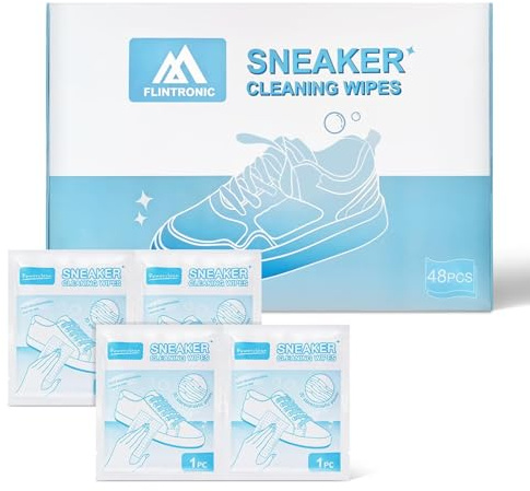 flintronic Lot de 48 Lingettes Nettoyantes pour Chaussures, Kit Nettoyage Sneakers, Pour Enlever Les Taches et La Saleté