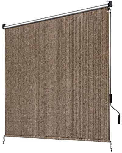 LIFERUN Vertikal markis, 180 x 240 cm, vertikal markis, HDPE-skuggduk för terrass pergola, balkongmarkis, aluminiumrör med trådlös vevkontroll, för balkong, terrass, trädgård, 1 st