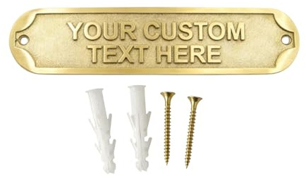 Custom Engraved Solid Brass Name Plate – Personalized Door Sign Plaque for Home, Office, Desk, Housewarming Gift – 22 x 5 cm Decorative Nameplate
