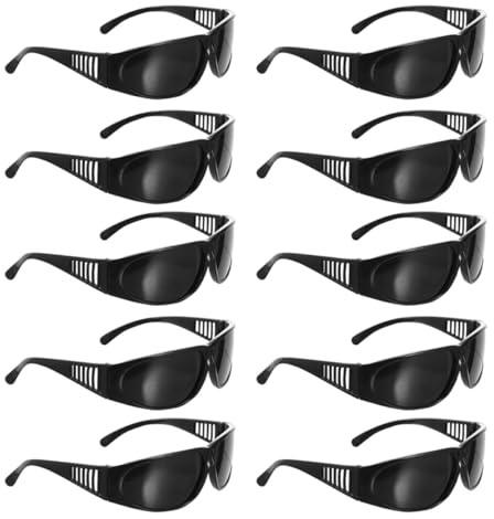 HOMOBABE Gafas de Seguridad para Soldadura Eléctrica, 10 Piezas, Protección Ocular Industrial, Lente Negra, Uso en Corte y Esmerilado, Gafas Protectoras para Soldar en Obra y Taller