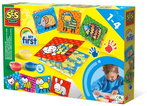 SES creative 14415 - Meine ersten Fingerfarbenkarten My First gelb, rot, blau