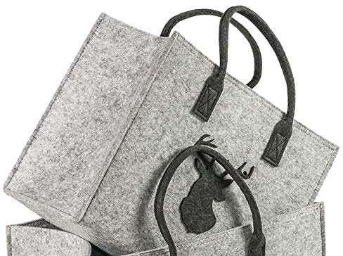 LA FIORE 24 Hochw. Filztasche Einkaufstasche Shopper Festival Hirsch Mittelgroß 36 x 20 x 30 cm