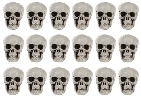 TOYANDONA 18pcs Halloween Plastic Skull Head Small Realistic Skeleton Skull Fake Skull Toys Halloween Prank Props for Halloween Bar Desktop Home Decor