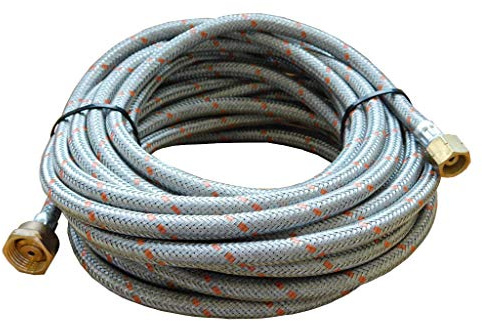 Manguera para propano butano blindada simple racorada 10m (Diámetro Interior 3/16 - 5mm Con accesorios)