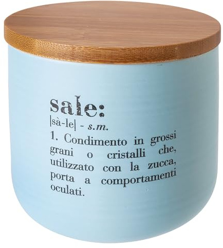 Villa d’Este Home Tivoli Victionary Shades - Tarro de sal de 500 ml de porcelana con tapa de bambú