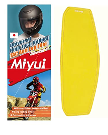 MIYUI JAPAN Scudo Pellicola antiappannamento per casco moto universale, inserto lente visiera gialla resistente all'appannamento 9,7 cm x 25,5 cm