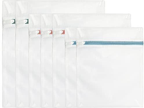 Newaner 7 pezzi sacchetti rete biancheria, 3 misure retina borse per lavatrice, per prevenire deformazioni e pieghe dei vestiti, sacchetto lavanderia con cerniera per maglioni, camicie, intima, calze