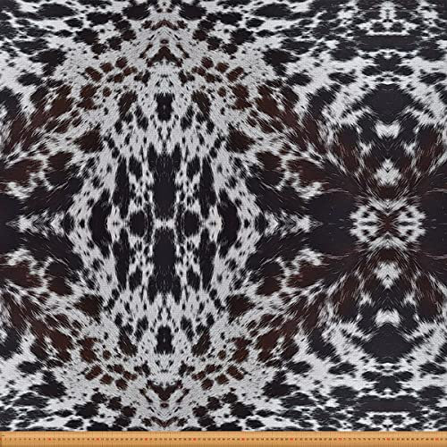 Kuhfell Stoff in Western Braun Meterware aztekischer schwarz weißer Kuh Print Polsterstoff rustikaler Bauernhof Tier Dekor stoff für DIY Quilten Nähen Cowboy Rindsleder Stoff 920x150(HxB) Schwarz Weiß