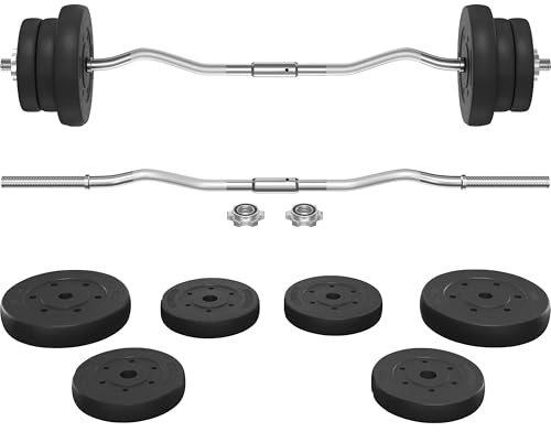 Yaheetech 25KG Adjustable Barbell Weight Set Heavy Strength Training Bars Set Dumbbell Weight Bar Home Gym Weight Lifting Training