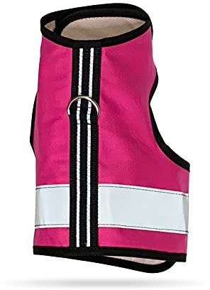 Kitty Holster Reflektierendes Katzengeschirr, Warnweste für Tag und Nacht, sichere, atmungsaktive und waschbare Baumwolle, ideal für Spaziergänge und Reisen, Flamingo-Rosa, XS