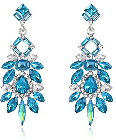 Clearine Statement-Ohrringe Art Deco Strass Marquise Smaragdschliff rechteckige geometrische für Damen Klar Gold-Ton
