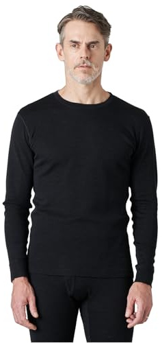 LAPASA Maglia Termica 100% Lana Merino Uomo Canottiera Tecnica Trekking Sport Hiking Strato Base Nero Melange (Calore Extra) Medium