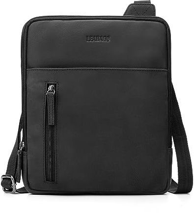 LEABAGS Men's Leather Small Shoulder Bag, Messenger Bag with Shoulder Strap, Men's Travel Bag