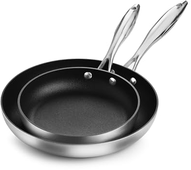 Scanpan CX+ Bratpfannen-Set, 20,3 und 26 cm, Stratanium Plus Antihaftbeschichtung, 5-lagiger Edelstahl