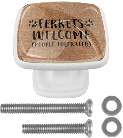 suojapuku Pomello quadrato per mobile, confezione da 4,Benvenuto,Ferramenta per armadietti da cucina per maniglie per cassettiere e cassettiere