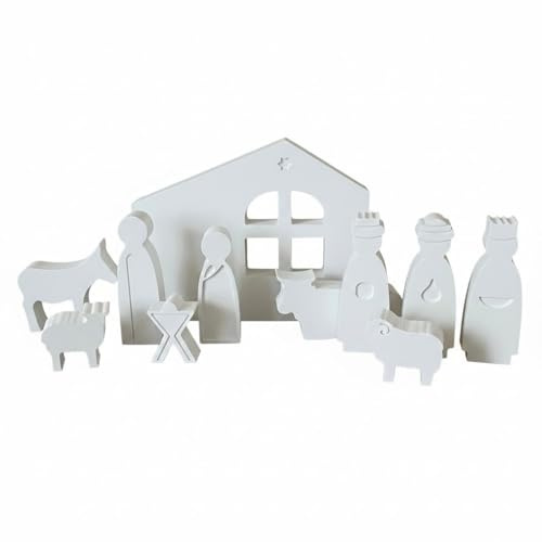 Generisch Weihnachtskrippe | Weihnachtsdekoration | Krippe aus Raysin | Scandi Stil