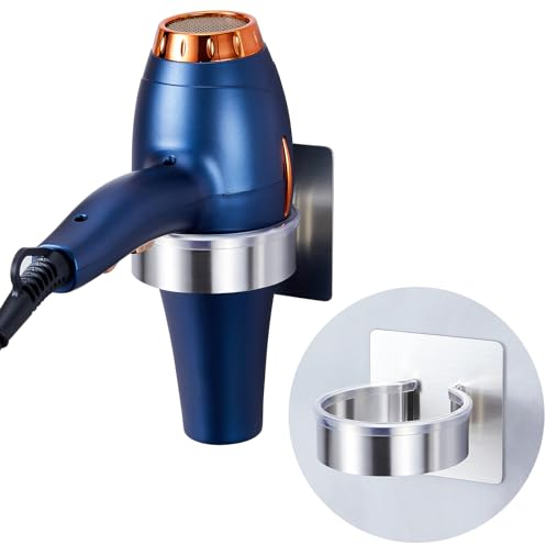 YYBO Porta Phone Bagno da Muro, Porta asciugacapelli da Parete, Porta phon da Muro, in Acciaio Inossidabile Porta phon Senza Foratura Supporto asciugacapelli per Bagno, Barbiere, Hotel