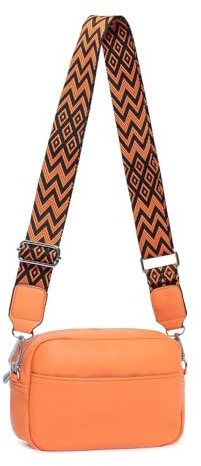 ITALYSHOP24 Damen Tasche Gürteltasche Brusttasche Umhängetasche Schultertasche Bauchtasche Crossbody Bag Hüfttasche Handtasche Abendtasche Kunstelder Orange