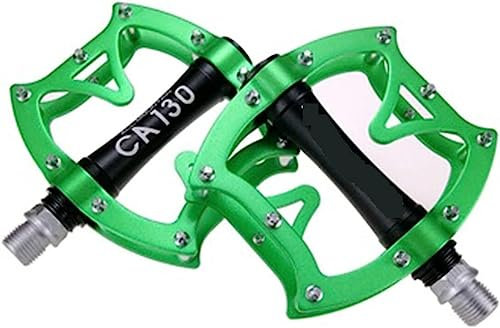 Fahrradpedale, Fahrradpedal, Mountain-Pedal, 9/16 Zoll Aluminiumlegierung, MTB, Straße, CrMo-Stahlachse, breite Plattform, rutschfest, wasserdicht und verschleißfest, CNC-DU-Lager (Farbe: Grün)