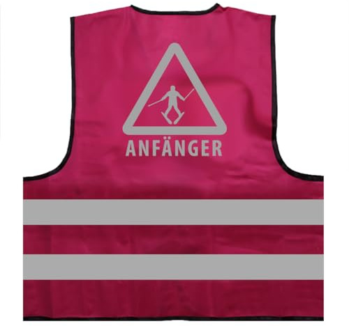 Ski Anfänger Warnweste BZW. Signalweste mit reflektierendem Aufdruck - Größe S/M, Magenta