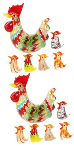 Amosfun 12 STK Glasierte Hahn Dekoration Tierfiguren Glas Hahn Thanksgiving-tischdekoration Glas-hahn-Statue Mexikanische Deko Für Zuhause Glasfiguren Mini Kunstwerk