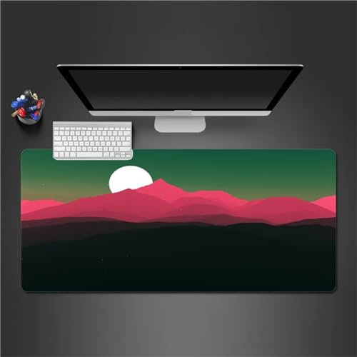 QiHon Mouse Pad Large Abstract Sunset Landscape Mouse Mat Gaming XXL 23.6x11.8x0.1 inch Keyboard Mousepad with Non-Slip Base and Stitched Edge for Gaming Office Work