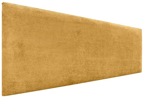DHOME Cabecero de Pana Liso Alta Gama Moderno Cabezal Tapizado Cama Lujo Dormitorio Acolchado (Mostaza, 135 cm)