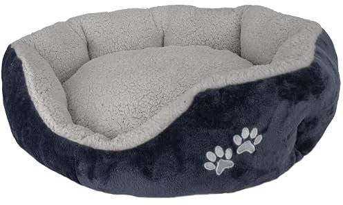 Domarex Hundebett Katzenbett 70x64x18 cm weich und flauschig - gemütliches Haustierbett mit hohem Rand - Anti-Rutsch-Boden - pflegeleicht, Robustes Kuschelbett für Hunde und Katzen - Grau/Grafit