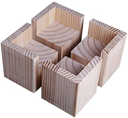 XCKJYDCDB 4 Stück Möbel Risers aus Holz Möbelerhöher Betterhöhung Möbelerhöhung Tischerhöher Elefantenfuß Bed Riser (6x6x10cm)