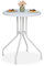 Relaxdays Table de Jardin Ronde, H x D : 73 x 60 cm, Aspect rotin, extérieur, en Plastique et Acier, Blanche