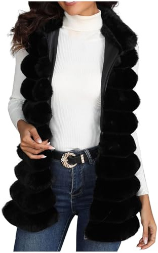 2024 Offerte Lampo del Donna Gilet Pelliccia Sintetica Cappotto Invernale da Donna Elegante Morbido Giacca Lungo Senza Maniche Giorno Cardigan OutwearCalda Invernali Gilet di Pelliccia Taglie Forti