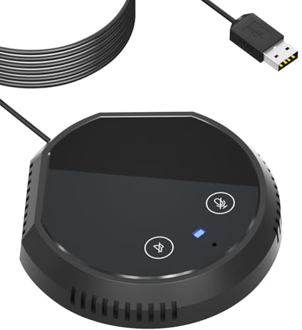 Dioche Microphone pour PC, Microphone USB Omnidirectionnel avec Bouton D'écran Tactile pour des Appels Clairs et Stables (Bouton USB et Tactile et Haut-Parleur)