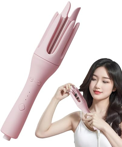 Fogukier Bigodino automatico per capelli con ferro arricciacapelli, ferro arricciacapelli rotante automatico,Arricciacapelli automatico con ioni negativi 32 mm - Bacchetta arricciacapelli a canna