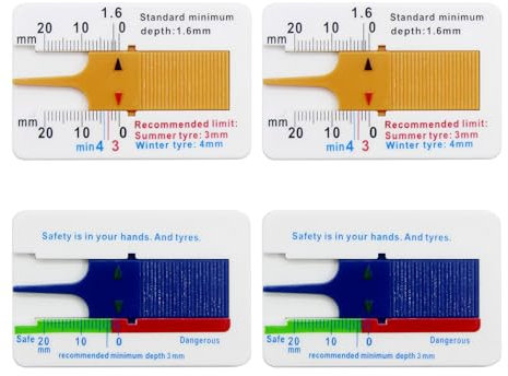 CALLYSONIC 4 misuratori di profondità per pneumatici, 0 ~ 20 mm, in plastica, misuratore di profondità per pneumatici, misuratore di profondità per pneumatici, per auto, moto, furgone, camion
