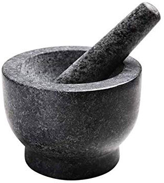 OWOHYG Ensemble mortier et Pilon en Pierre Naturelle avec Bol et broyeur pour épices, assaisonnements, pâtes, P
