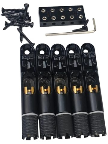For Guy-ker 4/5 Stück Headless Fixed Fanned Bridges Single String Fan Bass Bridge – for E-Bass Schwarz(5pcs)