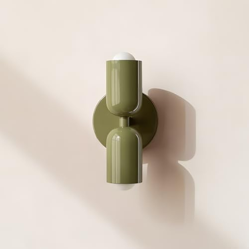 niuniaj Wandleuchte innen,2 Flammig Up and Down Wandlampe Wandbeleuchtung | E27 Modern Wandlampe für Wohnzimmer Schlafzimmer Flur Balkon Treppe Kinderzimmer Büro Schminktisch, Grün