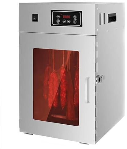 Essiccatore per carne commerciale e domestico con timer digitale, temperatura regolabile 30-90 ℃, include 14 ganci in acciaio inossidabile, ideale per hotel e ristoranti