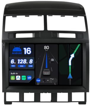 BXLIYER - [Octa-Core, 6G+128G] - Android 16 Autoradio pour VW Touareg (2003-2010) - sans Fil Carplay + Android Auto - LED Caméra + MIC - 2 Din IPS 9 Pouce - DSP Dab Volant Dual Band WLAN Bluetooth